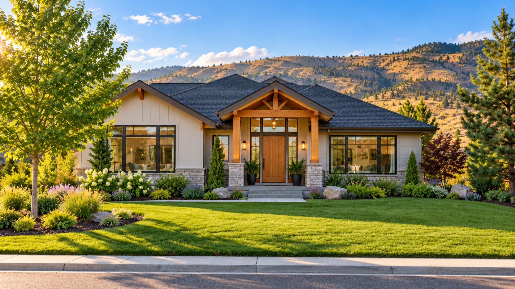 Illustrative Okanagan home on a sunny summer afternoon