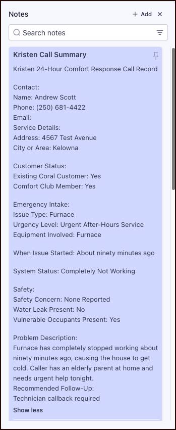Kristen urgency and recommended follow-up fields in GHL