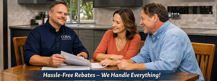 pic of Mike with Customers and explaining the Rebates to them